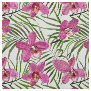 Tissu Motif d'orchidée rose