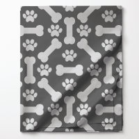 Motif d'os et d'empreintes de pattes de chien gris