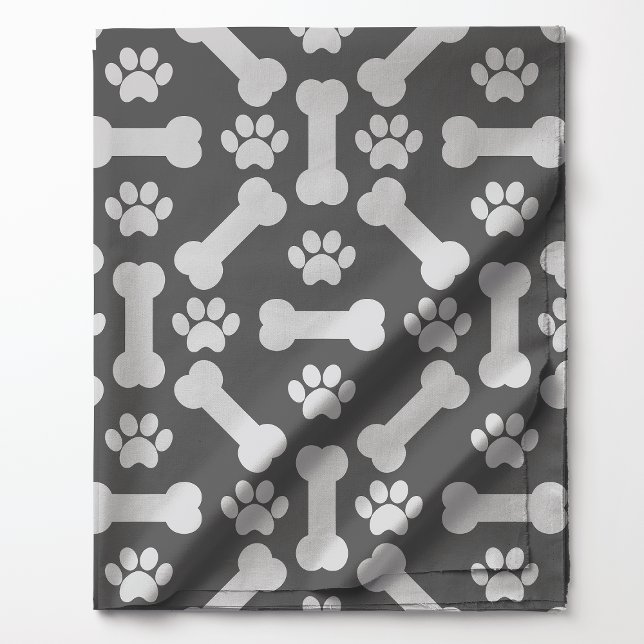 Tissu Motif d'os et d'empreintes de pattes de chien gris (Créateur téléchargé)
