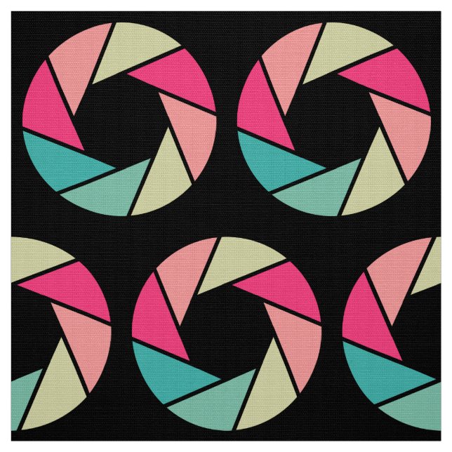 Tissu Motif d'ouverture - Couleurs sur noir (Échantillon)
