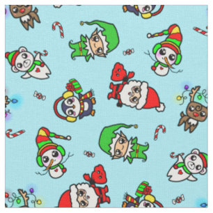 Tissu Motif doux de caractère de Noël de Kawaii