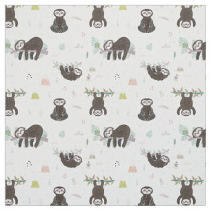 Tissu Motif doux somnolent de paresse