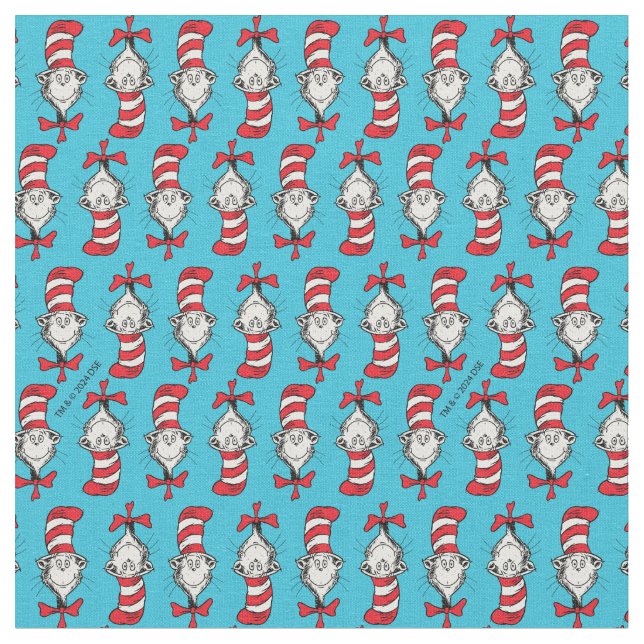 Tissu Motif du Chat dans le Chapeau (Fermer)