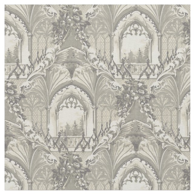 Tissu Motif du château gothique vintage (Fermer)