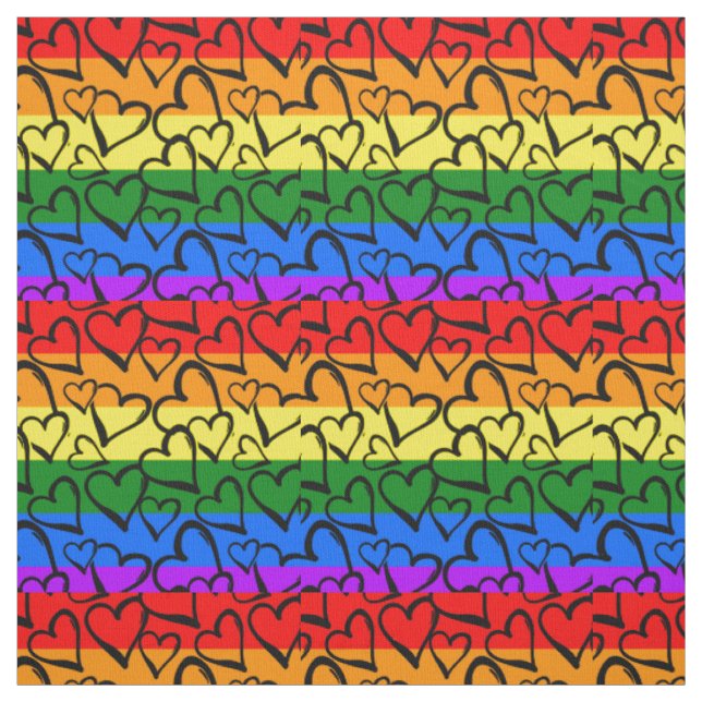 Tissu Motif du coeur arc-en-ciel (Échantillon)
