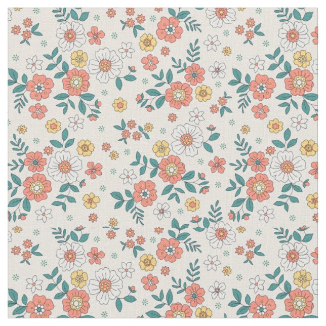 Tissu Motif du jardin de fleurs de corail (Fermer)
