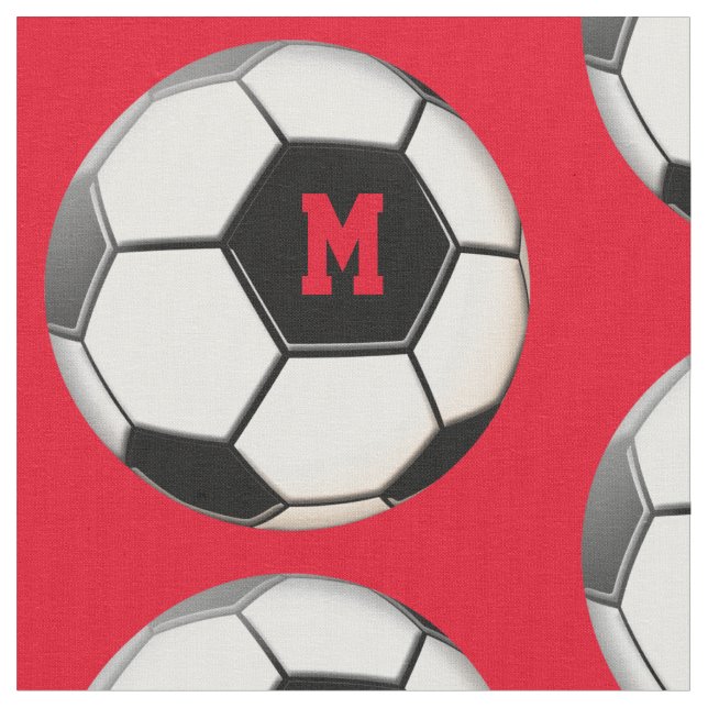 Tissu Motif du Monogramme rouge du ballon de football (Fermer)