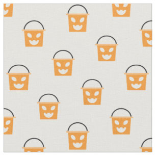 Tissu Motif du seau à bonbons Jack-O-Lantern d'Halloween