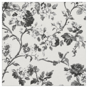 Tissu Motif élégant de branche de rose noire