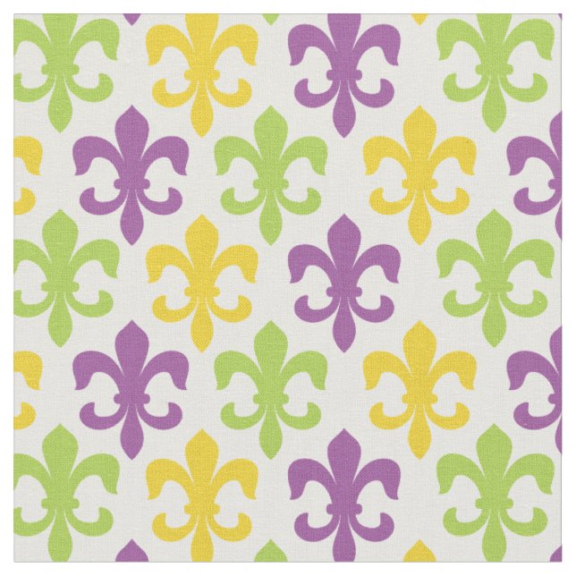 Tissu Motif élégant Fleur de Lis Mardi Gras (Fermer)