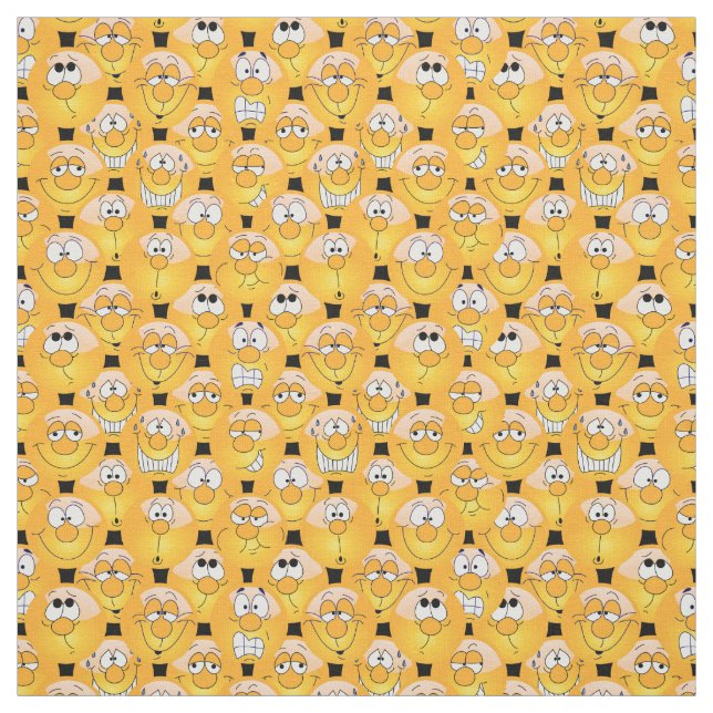 Tissu Motif Emoji 😀 jaune (Échantillon)