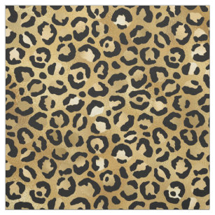 Tissu Motif Empreinte de léopard en or et noir