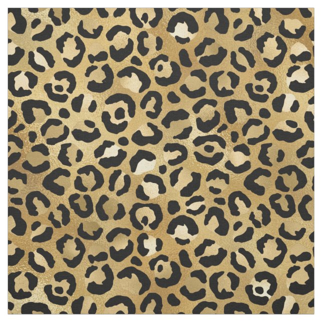 Tissu Motif Empreinte de léopard en or et noir (Échantillon)