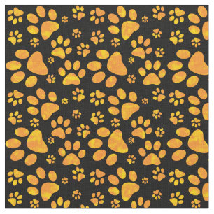 Tissu Motif Empreinte de patte de chien  Orange