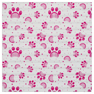 Tissu motif Empreinte de patte en couleur rose