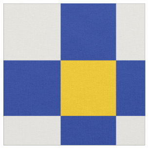 Tissu motif en damier bleu, jaune et blanc