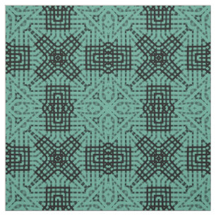Tissu Motif en dentelle géométrique noire sur fond bleu