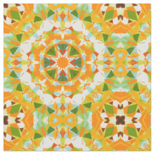 Tissu Motif en étoile répétitive vert vibrant orange vif