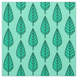 Tissu Motif en feuille de hêtre - Turquoise et aqua