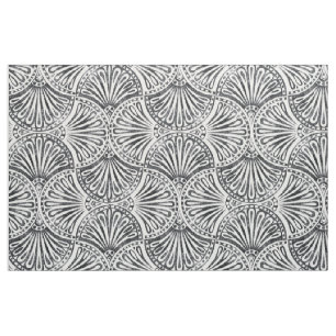 Tissu motif en feuilles Art déco ancien défraîchi