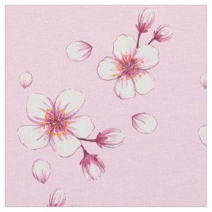 Tissu Motif en fleurs de cerisier rose