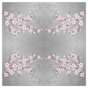Tissu Motif en fleurs de cerisier rose gris