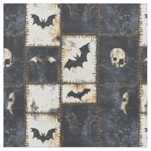 Tissu Motif en jean gothique grunge avec chauves-souris 