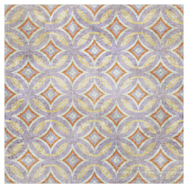 Tissu Motif en mosaïque des cercles orange violet pastel (Échantillon)