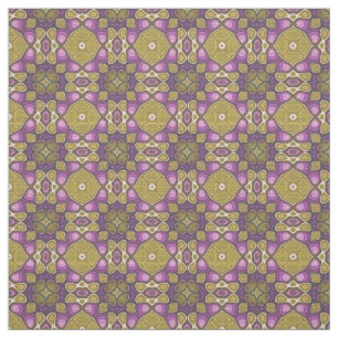 Tissu Motif en mosaïque ocre rose violet vert olive azt