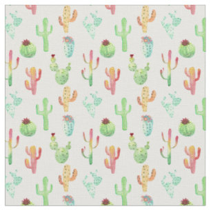 Tissu Motif en pastel d'aquarelle de cactus
