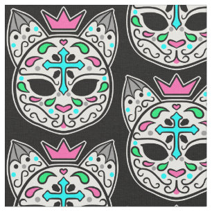 Tissu Motif en pastel de crâne de sucre de chat de mino