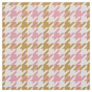 Tissu motif en plumes roses et dorées rétro
