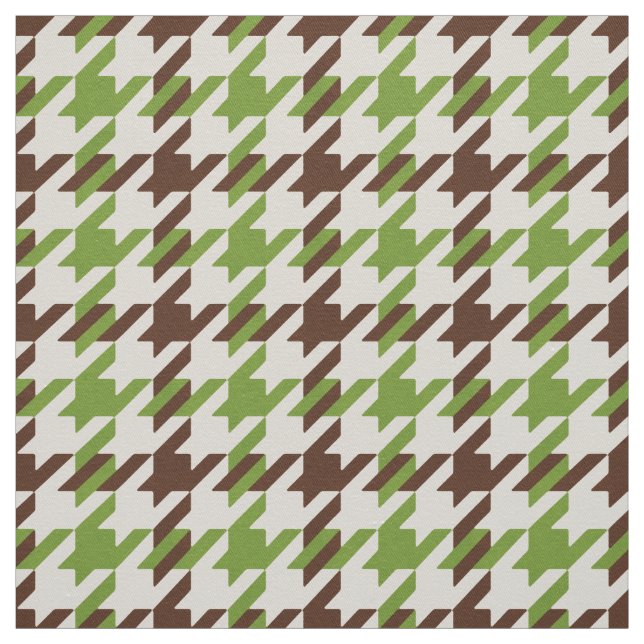 Tissu motif en terre cuite brun et vert rétro (Échantillon)