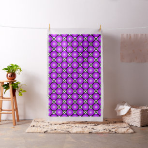 Tissu Motif en treillis noir et blanc à points roses mag