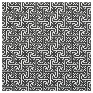 Tissu Motif en tuiles égyptiennes, noir et blanc