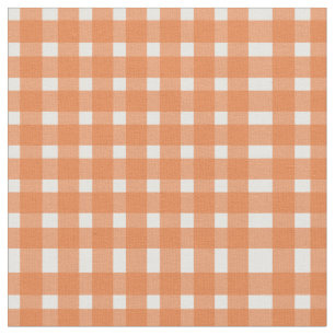 Tissu Motif En vichy blanc orange