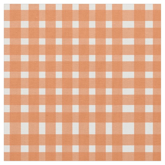 Tissu Motif En vichy blanc orange (Fermer)