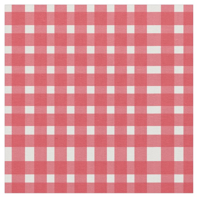Tissu Motif En vichy blanc rouge (Fermer)