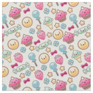 Tissu Motif enfant Kawaii avec des gribouillis mignons