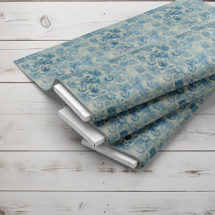 Tissu Motif éphémère floral bleu
