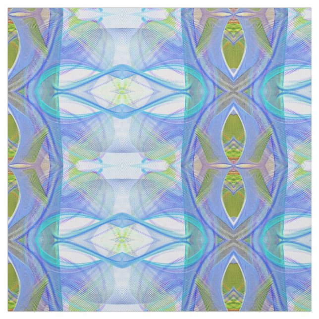 Tissu motif ethnique bleu fractal. (Échantillon)
