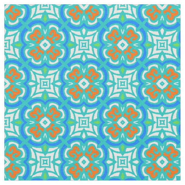 Tissu Motif ethnique turquoise (Fermer)