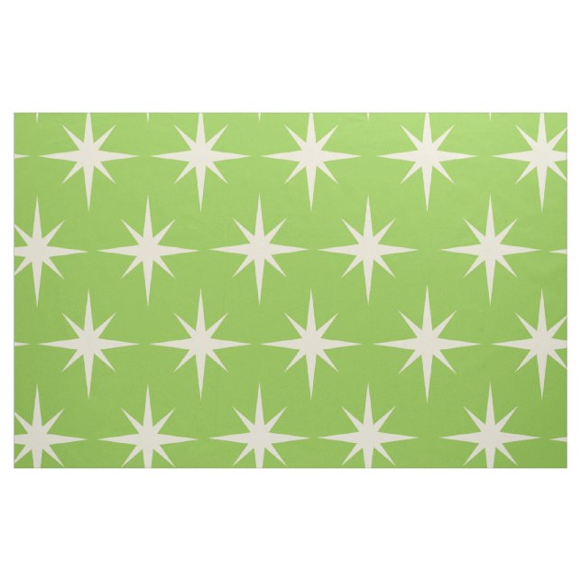 Tissu Motif étoiles rétro atomiques sur fond vert citron (Yard)