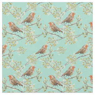 Tissu Motif européen vintage peint Robin Bird