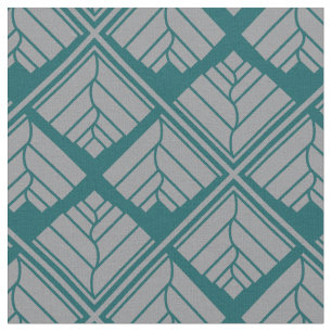 Tissu Motif feuille carré Turquoise neutre