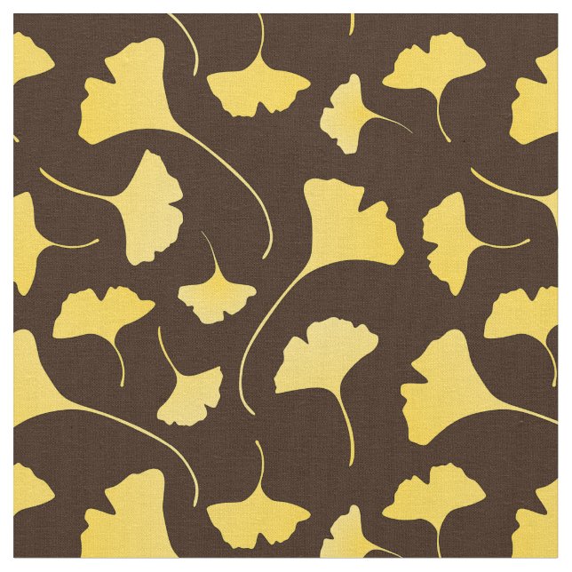Tissu Motif Feuille de Ginkgo jaune (Fermer)