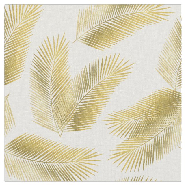 Tissu Motif Feuille Gold Foil Palm (Fermer)