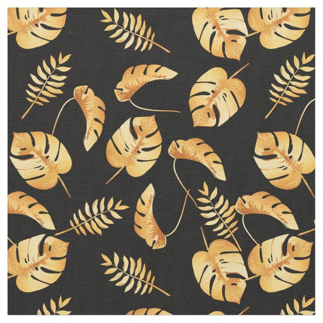 Tissu Motif Feuille Gold Tropical (Fermer)