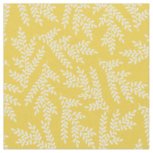 Tissu Motif Feuille moderne de moutarde jaune