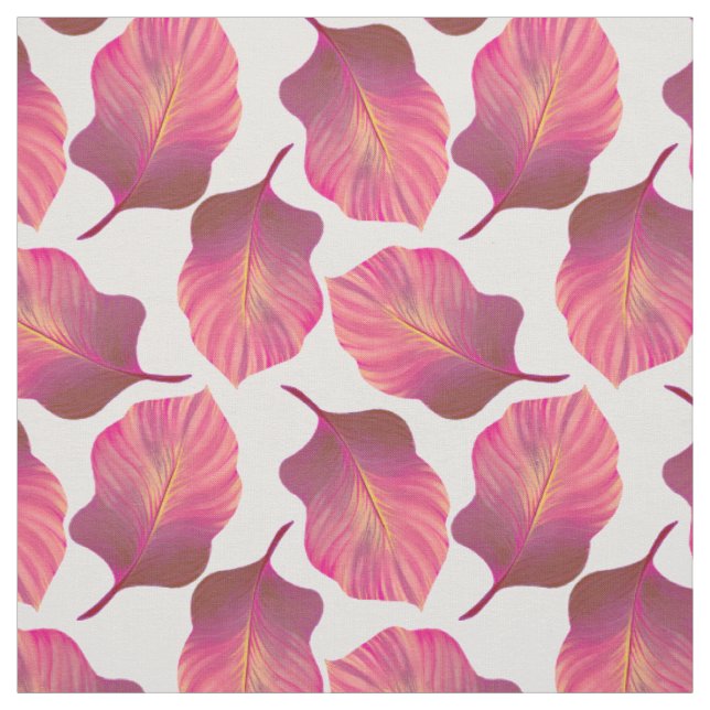 Tissu Motif Feuille tropical en rose (Échantillon)